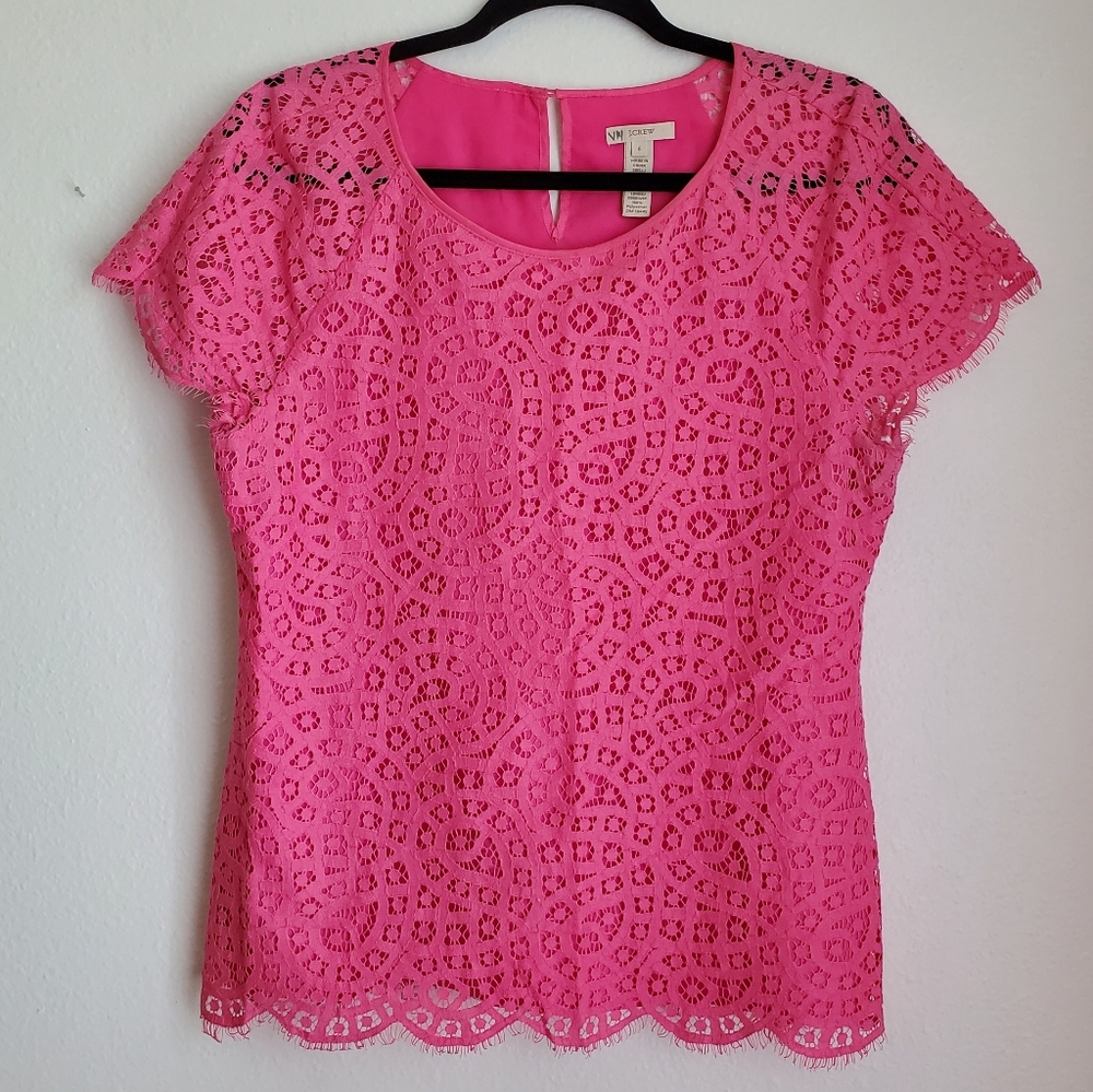 Pink Lace J Crew Blouse